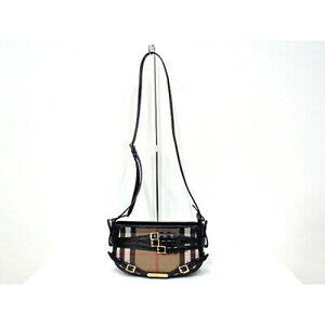 Burberry Check Shoulder Bag Black Leather Crossbody